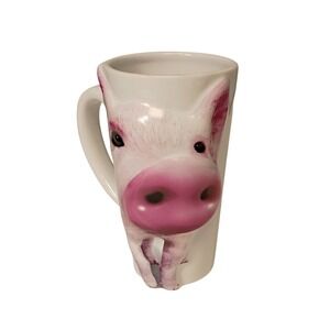 FunnyFace‎ Mugs Pig Coffee Mug Embossed Funny Animal Pig Mug Gift Pig Lover